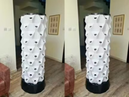 8P10 hydroponic tower system for growing vegetables on apartment balcony with vertical gardening setup