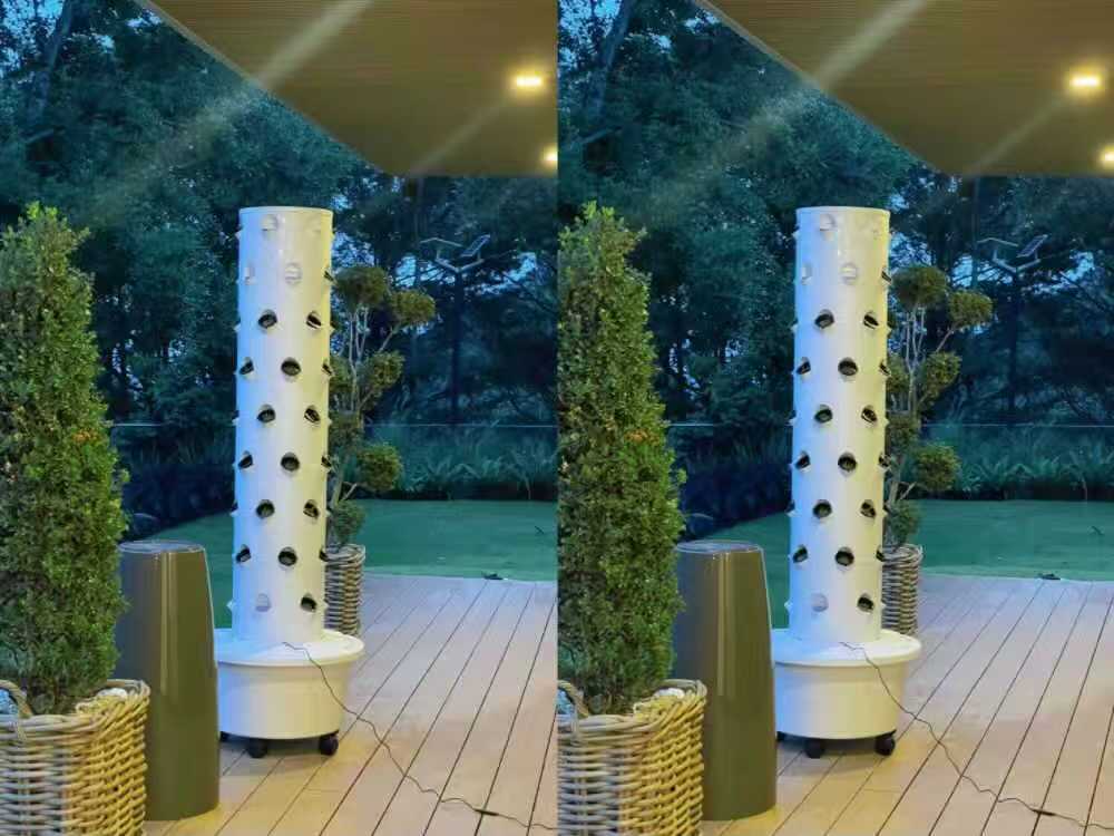 6P9 hydroponic tower with 54 planting sites for indoor vegetable growing in Canada