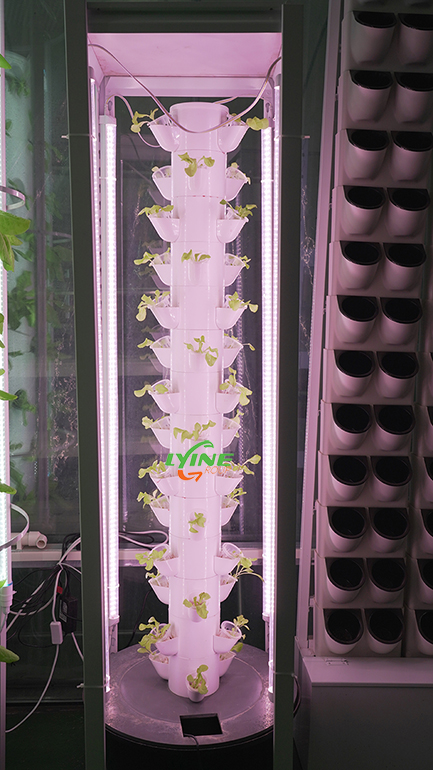 Hydroponic tower system with 3 planting holes per floor